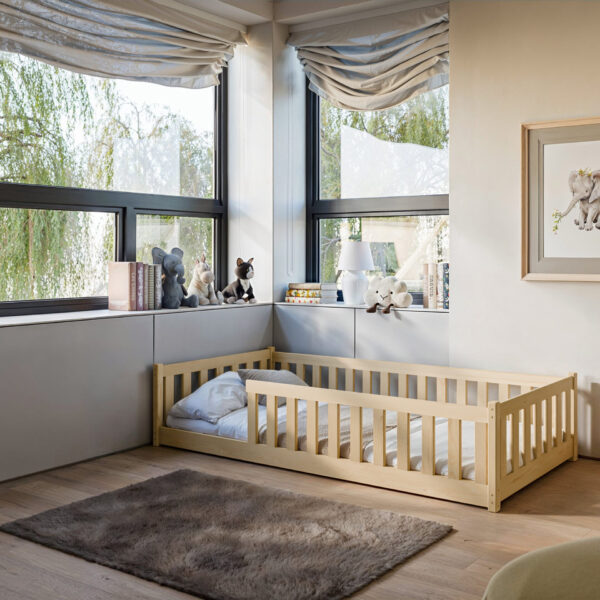 BELLA Kinderbett Bodenbett 90 x 200 cm natur