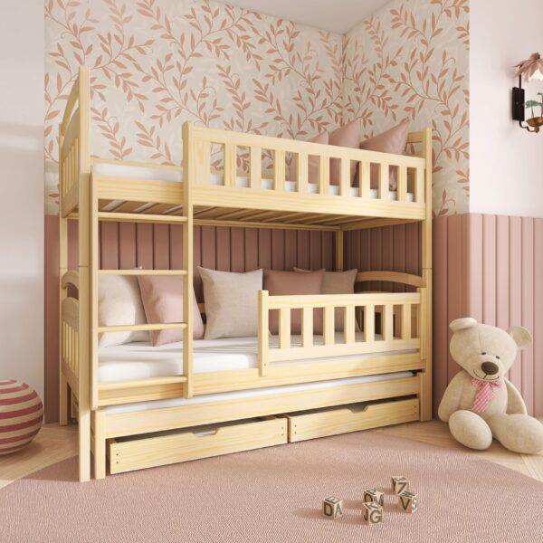 BLANKA Etagenbett Kinderbett mit Gästebett und Bettkästen 90 x200 cm in mehreren Farben