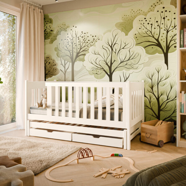 KAJA v4 Kinderbett mit Bettkästen und Gästebett 90x200 cm weiss