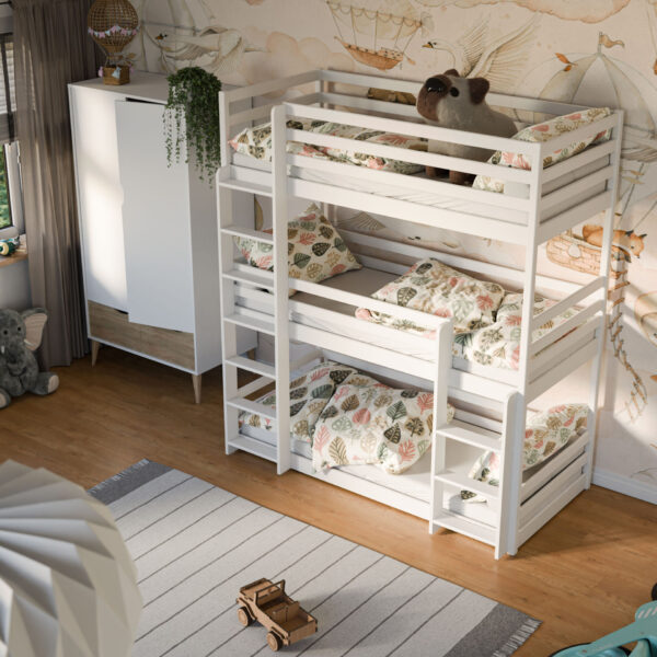 TED 3-Stock Etagenbett Kinderbett Bodenbett in mehreren Größen und Farben