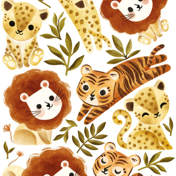SAFARI Wandsticker mit Löwen und Tiger klein