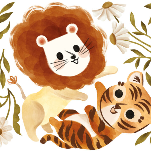SAFARI Wandsticker mit Löwen und Tiger groß