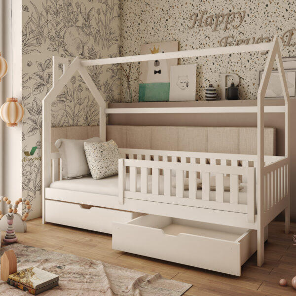NATAN Kinderbett Hausbett mit Bettkästen in mehreren Größen und Farben