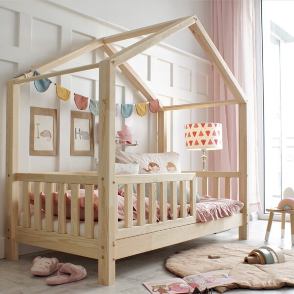 LULETTO Kinderbett Hausbett 90x200 cm natur