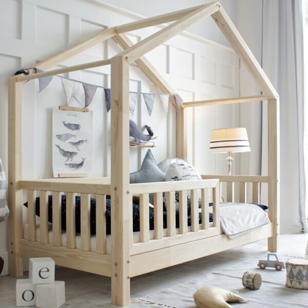 LULETTO Kinderbett Hausbett 90x200 cm natur