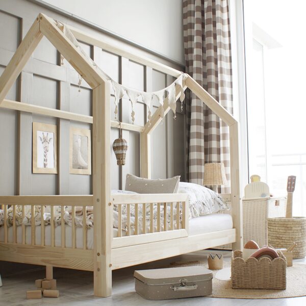 PIOLI Kinderbett Hausbett 90x200 cm natur