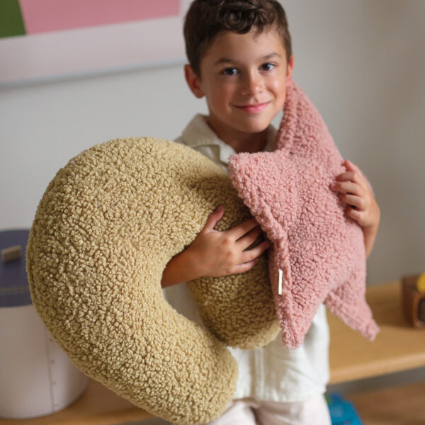 Stern Zierkissen Teddystoff rosa
