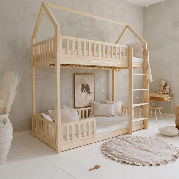 BIANCO Etagenbett Bodenbett Hausbett 90x190 cm natur