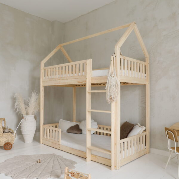 BIANCO Etagenbett Bodenbett Hausbett 90x190 cm natur