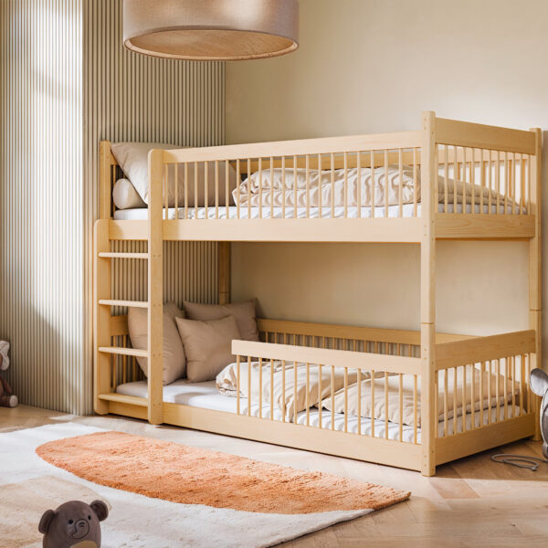 BOSTON Kinderbett Bodenbett Etagenbett 90 x 190 cm weiss und natur