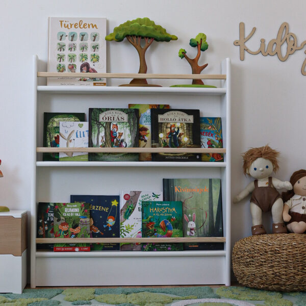 Kidozia Montessori Bücherregal Medium 120 x 92 x 12 cm - natur/weiss