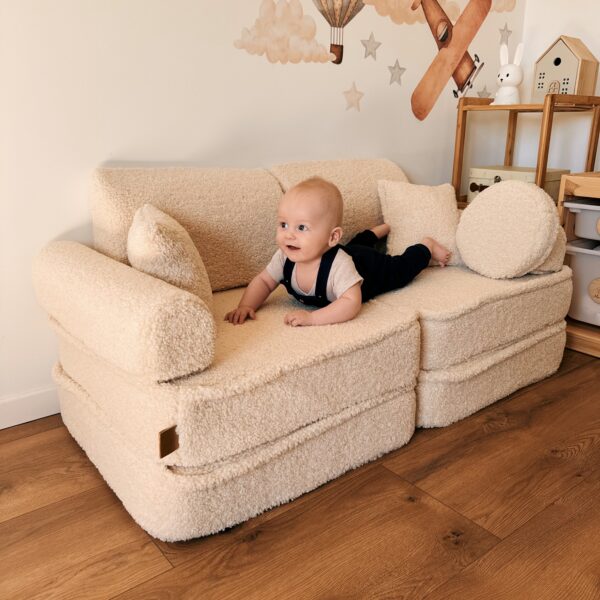 MeowBaby Modulares Spielsofa Teddy 120 cm 10 Elemente beige