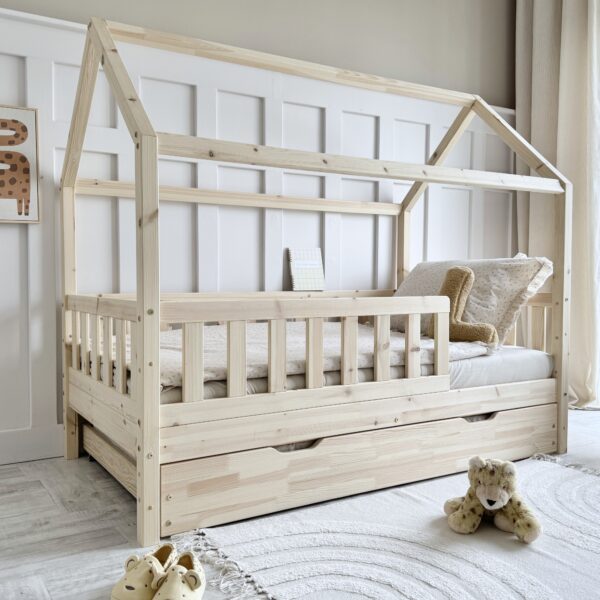 BLANCO PLUS Kinderbett Hausbett mit Gästebett PUREWOOD in mehreren Größen