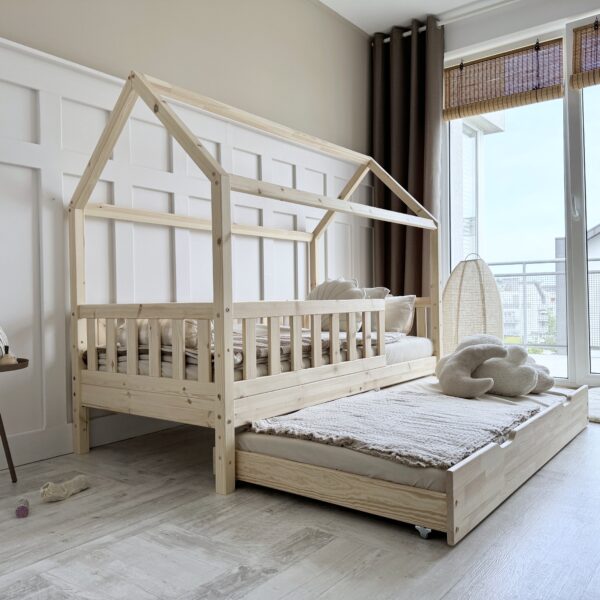 BLANCO PLUS Kinderbett Hausbett mit Gästebett PUREWOOD in mehreren Größen
