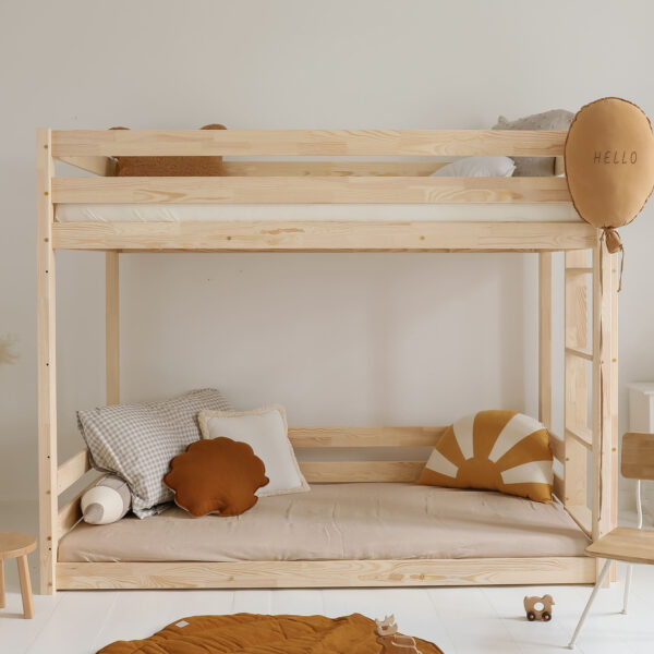 BASIC BUNK Etagenbett Bodenbett 90x200 cm natur und weiss