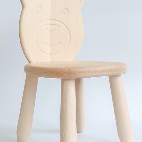 Mitwachsendes Kindertisch & Stuhl Set mit Bärenmotiv | Höhenverstellbar | Montessori Kindertisch | Massivholz Buche | Waldtiere Kindermöbel