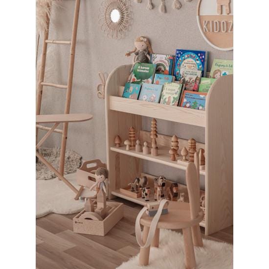 Montessori Spielzeugregal für Kleinkinder aus 100 % massivem Kiefernholz