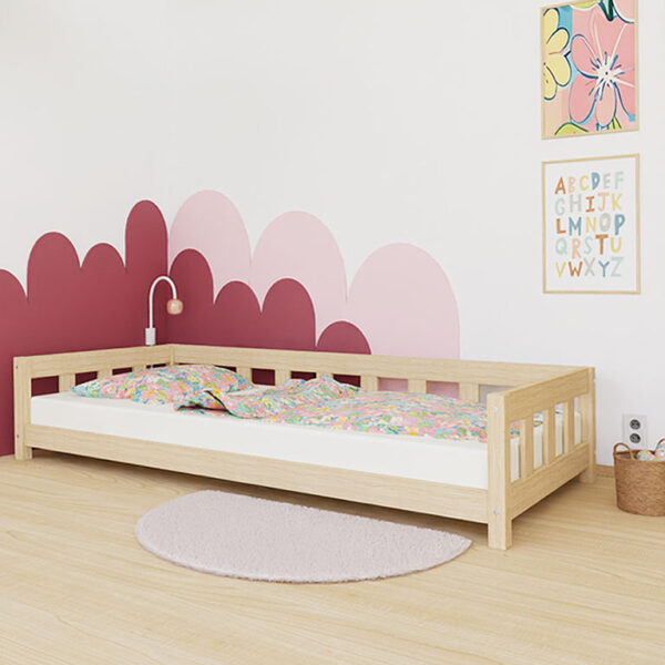 PLOTTY Montessori Kinderbett aus Massivholz ohne Rausfallschutz – mitwachsendes Schlafsystem für Kinder