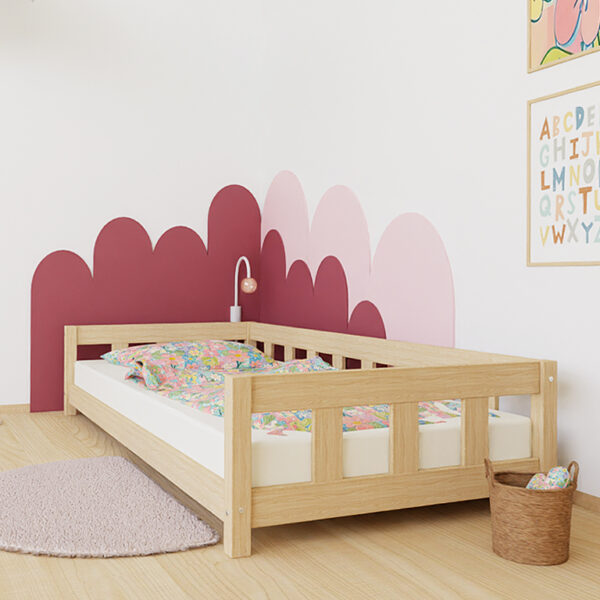 PLOTTY Montessori Kinderbett aus Massivholz ohne Rausfallschutz – mitwachsendes Schlafsystem für Kinder