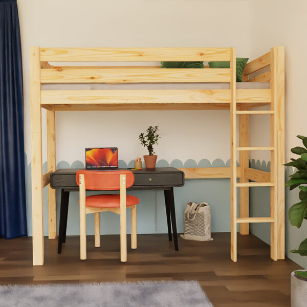 MAKALU Hochbett  90 x 200 cm  | Massivholz Kiefer | Premium Loftbett