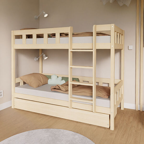 PLOTTY Kinderbett Etagenbett 90x200 cm aus Massivholz Kiefer natur oder weiss