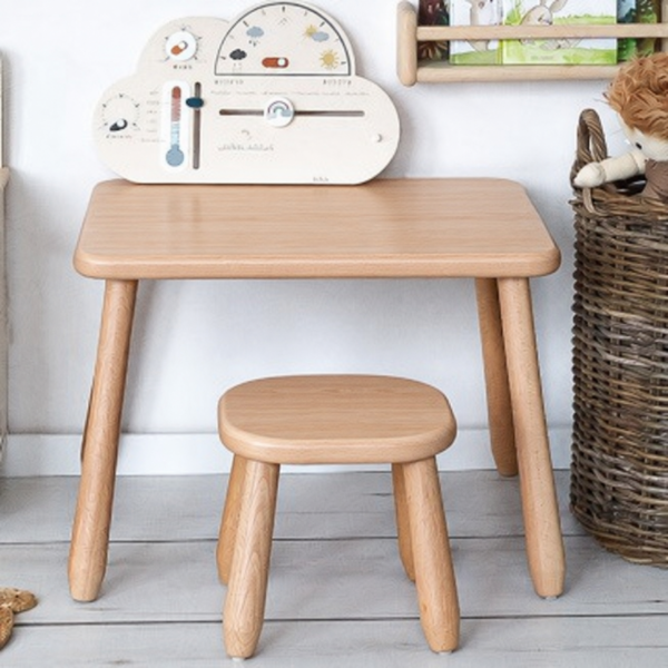 Montessori Kinderhocker natur aus massivem Buchenholz