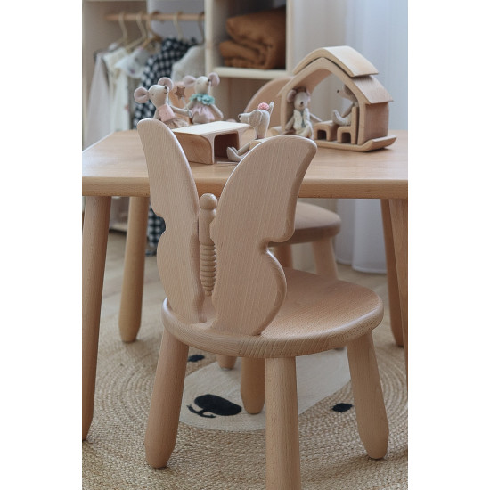 Montessori Kinderstuhl „Natur Butterfly“ aus massivem Buchenholz